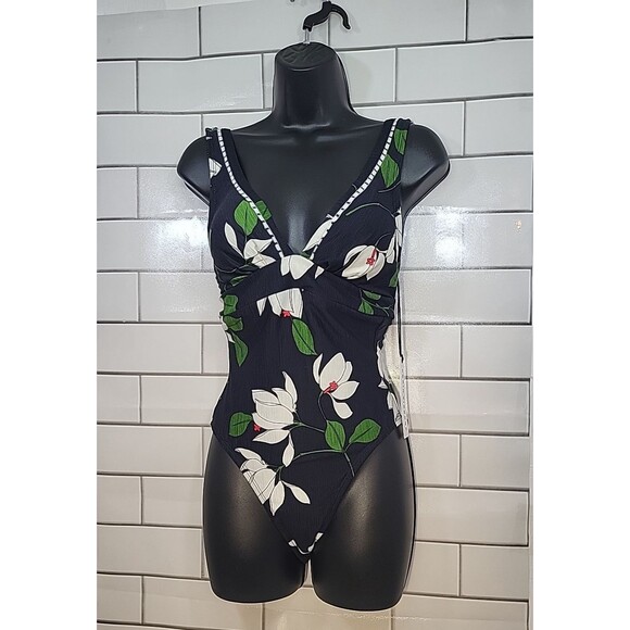 Robin Piccone Other - Robin Piccone Women's Sz 6 Bkllue One Piece Swimsuit Plunging Neckline Beach